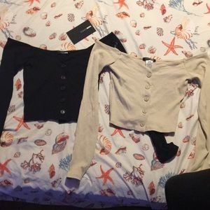 Talk that talk off shoulder top - Black and Nude